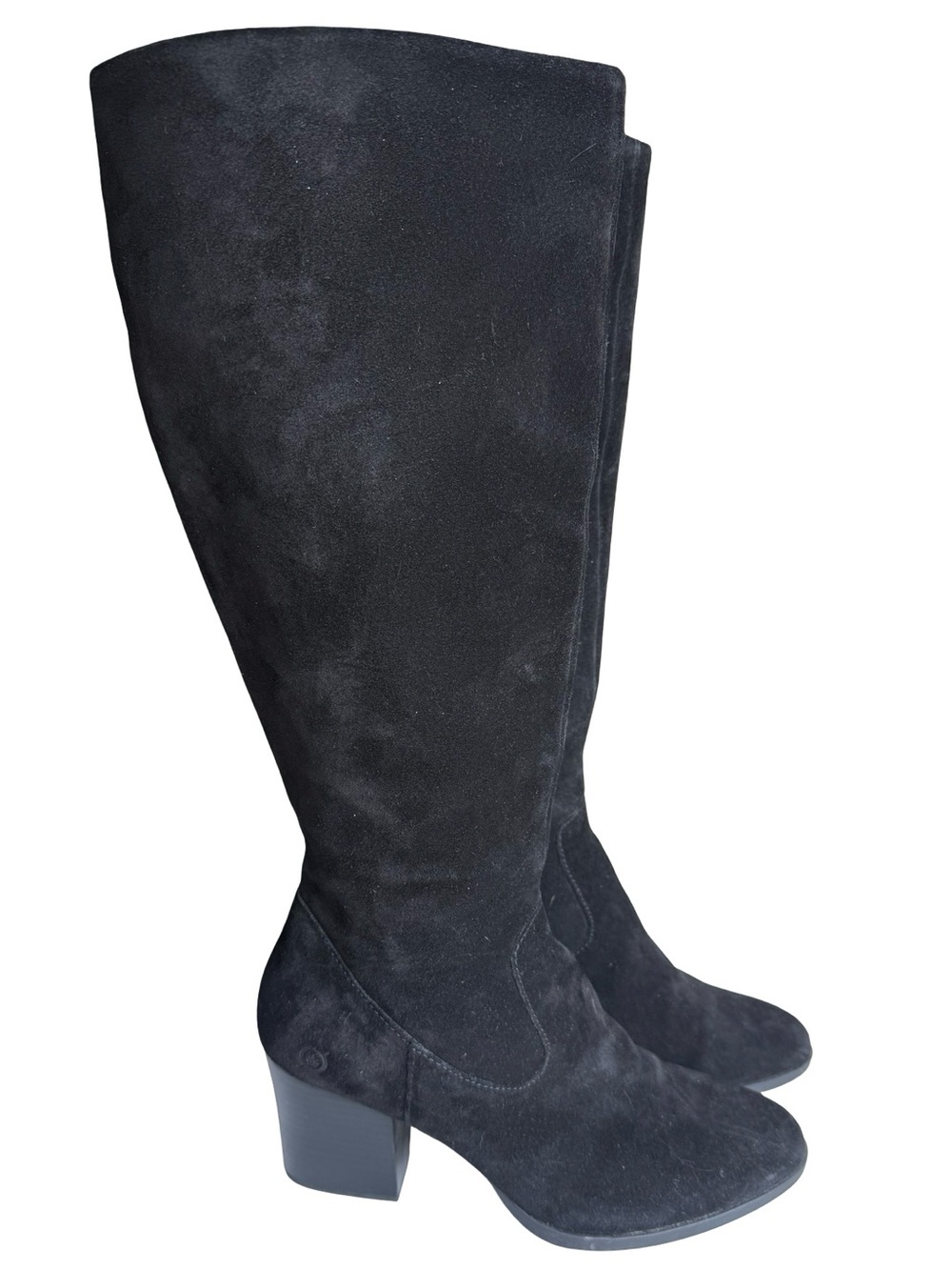 Born Elbe Black Suede Heeled Tall Boots Size 9